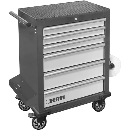 CARRELLO PORTA UTENSILI CON 6 CASSETTI NERO FERVI C960/B6