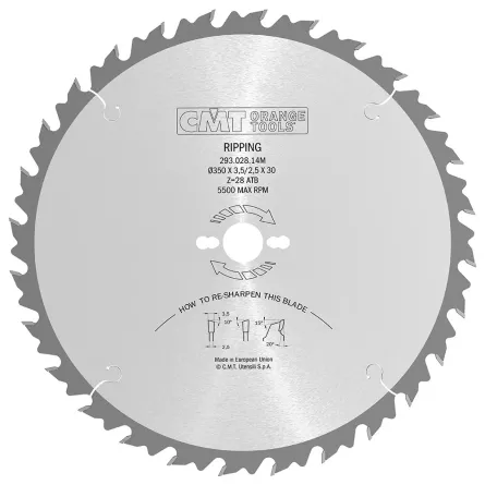 LAMA CIRCOLARE WIDIA PER LEGNO 293.028.14M CMT Ø350MM Z28