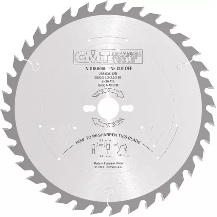 LAMA CIRCOLARE WIDIA PER LEGNO 285.036.12M CMT DIAMETRO 300MM Z36