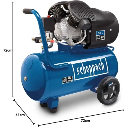 COMPRESSORE ARIA DA 50 LITRI 10 BAR 3.0HP PORTATA 371 LT/MIN  SCHEPPACH HC500