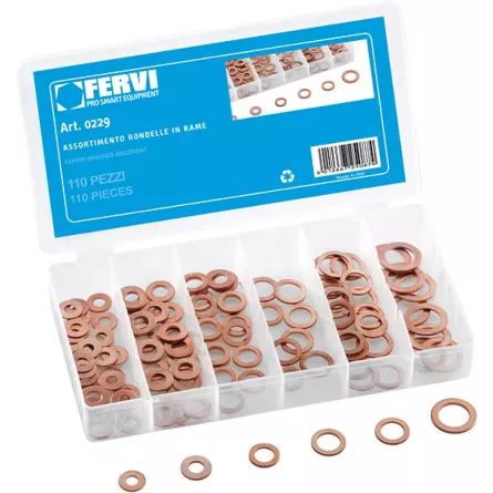 ASSORTIMENTO 110 RONDELLE IN RAME FERVI 0229
