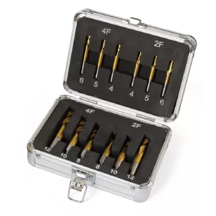 SET 12 FRESE CILINDRICHE CANDELA HSS OPTIMUM 3352250 - 2/4 T - 4 5 6 8 10 12 MM